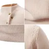 Tendencia de Moda Otoño e Invierno para Hombre Hebilla Oblicua Cuello Alto Textura de Punto Suéter Casual Botón Capa Base Superior Ropa de Hombre