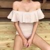 FUENTE Fábrica 2023 nuevo estilo coreano retro con volantes sexy push-up adelgazante que cubre el vientre traje de baño de una pieza para mujer