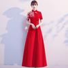 Vestido de Brinde para Noiva Baixa 2026 Verão Novo Estilo Gola Alta Estilo Chinês Vestido de Noite para Recepção de Casamento para Mulheres Grávidas