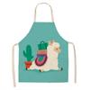 Alpaca de dibujos animados algodón lino delantal sin mangas antiadherente Cocina hogar cocina cintura colgar cuello babero para niños venta al por mayor