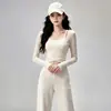 Conjunto de Yoga para Mujer Ligero Transpirable Manga Larga Pantalones Deportivos de Fitness Secado Rápido Entrenamiento Running Yoga Conjunto de Dos Piezas Mujer