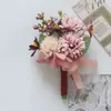 Art Accord 358 Artigos para Casamento Banquete Flor Artificial para Convidados Lapela do Noivo Flor de Mão Vermelho Rosa
