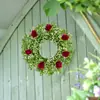 1 guirlanda de flores artificiais rústica com rosas vermelhas e gipsofila, adequada para guirlandas de flores de porta de fazenda na primavera e no verão, decorações de flores para varanda frontal externa, guirlandas de flores verdes realistas para casas, quartos, cozinhas e salas de estar
