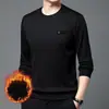 Diretamente da fábrica: Nova coleção outono/inverno 2025 de camisetas masculinas de manga longa, com forro de fleece, espessadas, com estampas de letras e gola redonda