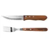 Cuchillo y Tenedor Estilo Western en Stock Juego de Cubiertos de Acero Inoxidable Cuchillo para Asado Brasileño con Mango de Madera de Colores Cuchillo y Tenedor para Asado Transfronterizo
