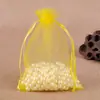 Bolsa de hilo para joyería al por mayor de fábrica color liso hilo de perla bolsa para dulces de boda empaque de joyería color liso bolsa de malla de gasa organza