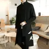 Cortavientos Casual de Primavera/Otoño 2026 para Hombre, Estilo Tang Chino, Cuello Alto, Falso Dos Piezas, Longitud Media, Corte Holgado, Tallas Grandes, con Nudos Chinos