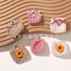 Bolsas de Crochê Feitas à Mão com Flores de Lã, Estilo Pastoral, Tranquilo e Fofo, Acessórios e Materiais para Roupas DIY e Vestir Bonecas