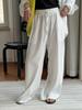 Verano Nuevo Estilo Coreano Perezoso Rayado Seda de Hielo Pantalones de Pierna Ancha Frescos Caída Sueltos Adelgazantes Cómodos Pantalones Largos para Mujer