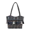 Bolsa Tote Grande Capacidade Transfronteiriça Tendência Feminina Nova Moda Estilo Étnico Estudante Portátil Estilo Aula Franja Ombro