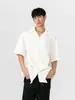 Camisa Masculina de Verão Nova com Gola Cubana Texturizada, Manga Curta, Versátil, Casual, Camiseta de Meia-manga Solta, Jaqueta de Alta Qualidade