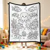 Cobertores Atacado: Manta de Colorir para Casa com Desenhos em Linha, Grafite, Cores, Multifuncional, Pintada à Mão, Criativa, Preto e Branco, DIY, Manta de Lazer