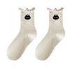 Primavera e Outono Estilo Universitário Mid-Socks Cute Cat Cartoon Meias Orelha Infantil Estudantes Coreano-Estilo Ins Moda Meias Empilhadas