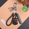 Llavero antipérdida de obsidiana de hielo natural al por mayor, colgante de llave de coche del zodiaco para hombres y mujeres, regalo de joyería