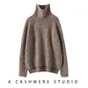 Suéter de cachemira engrosado 2026 nuevo modelo otoño e invierno para mujer, suéter básico de cinco agujas de tres cabos, estilo elegante, corto por delante y largo por detrás