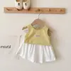 Conjunto de Dos Piezas para Niña de Verano Estilo Coreano: Chaleco sin Mangas y Shorts de Colores Caramelo, Patchwork de Color Sólido, Ropa Infantil Elegante Estilo Princesa