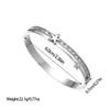 Temperamento francés viento frío elegante pulsera de acero de titanio forma de costura incrustada circonita pulido pulsera de acero inoxidable