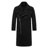 Gabardina de Color Sólido para Hombre 2026 Otoño/Invierno Nueva Sobretodo de Lana Gabardina con Cremallera Diagonal para Hombre Chaqueta Casual para Hombre