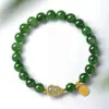 Pulseira de Cabacinha de Cristal com Círculo Único para Mulheres com Pingente de Amuleto da Sorte, Pulseira Única e Versátil para Brincar e Usar, Presente para Melhor Amiga