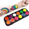 Caja de Pigmentos Redonda Niveladora de Platillo Volador de 12 Colores Pigmento a Base de Agua para Pintura Corporal Fácil de Limpiar Set de Bricolaje para Niños