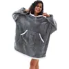 Manta Usável Transfronteiriça Manta Preguiçosa de Flanela Manta com Capuz Engrossada de Veludo Plus Bolso Grande Manta de Fleece para Lazer ao Ar Livre