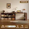 Escritorio Doble de Madera Maciza Mesa de Estudio para Adultos en Casa Mesa Larga para Dormitorio Armario de Almacenamiento Mesa de Ordenador Retráctil Integrada