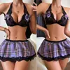 Amazon Transfronterizo Nuevo Comercio Exterior Suministro Lencería Sexy Falda Corta con Liguero Conjunto de Dos Piezas para Mujer Venta al por Mayor de Fábrica