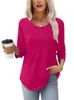 Novedades Otoño 2025 Amazon para Mujer Camisetas de Manga Larga Moda Casual Plisadas Cuello Redondo Bajo Camisetas Transfronterizas para Mujer