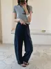 Pantalones Sueltos de Lino Blanco Delgado Casual Cintura Elástica Adelgazantes Pierna Recta Caída Pierna Ancha Largo hasta el Suelo para Mujer Verano 2026