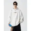 Sudadera con capucha tie-dye azul bordada estilo americano para calle, otoño para hombre estilo retro, chaqueta hoodie fresca y deportiva