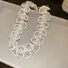 Collar Artesanal de Perlas con Artesanía Intrincada, Estilo Vintage Francés Ultra-Hada, Perlas de Arroz Blancas, Cadena para Clavícula, Accesorio Elegante y Femenino