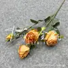 Nueva Rosa de Borde Quemado de 4 Cabezas Flor de Simulación Borde Horneado Nueva Flor de Rosa de Jade Rosa Mensual Flor Falsa Decoración del Hogar Arreglo Floral de Boda