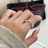 Anel de Metal Prateado Estilo Coreano com Design de Nicho Laço, Anel para Dedo Indicador Personalidade Doce e Cool, Anel Estilo Minimalista Ins