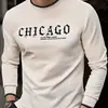 Camiseta de Manga Larga de Moda para Hombre con Estampado de Letras, Nueva para Verano, Camiseta Casual de Cuello Redondo
