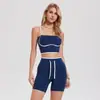 Pantalones Cortos Deportivos Europeos y Americanos de Cintura Alta, Shorts Casuales de Yoga con Bloques de Color, Camiseta sin Mangas para Correr y Fitness al Aire Libre para Usar en Verano