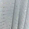 Tela de malla con lentejuelas cuadradas de rayas verticales doradas, tela con lentejuelas de cuentas brillantes, tela para falda de vestido formal de escenario en stock