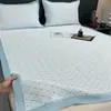 Esterilla de frijol a rayas estilo Ins para verano, grado A, para maternidad e infantil, dormitorio de estudiantes, seda de hielo, esterilla suave, sábana, sábana refrescante para la cama
