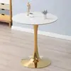 Mesa redonda pequeña de losa de roca de lujo ligero, adecuada para apartamentos pequeños, mesa de comedor, mesa en forma de tulipán para uso doméstico, balcón, dormitorio, mesa auxiliar, mesa redonda