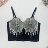 Ropa interior sexy para fiesta en discoteca, top sin tirantes adornado con diamantes, bustier corto elegante con soporte de ballena