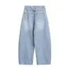 Pantalones vaqueros rectos de pierna ancha y corte curvo estilo retro lavado japonés Rumeng para hombre, pantalones largos casuales de corte holgado, de moda para otoño