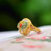 Marea nacional plata 925 plata antigua francesa incrustada jade Hetian esmalte cloisonné anillo de amor mariposa HTYR037 12*16