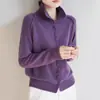 Cárdigan de Punto de Cuello Alto para Mujer Primavera Nuevo Versátil Retro Estilo Coreano Estilo Perezoso Lana Suelto Suéter Cárdigan