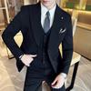 Traje de hombre grueso de otoño e invierno con solapa de dos botones, traje de alta textura con cuentas, vestido formal de negocios, traje de tres piezas