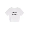 Camiseta de mujer gris con cuello redondo, hombros normales y manga corta, nuevo estilo de verano con diseño de letras simple, top estilizado y versátil