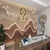 Papel de parede de fundo para sala de chá Zen chinesa 8D, tecido de parede paisagem 3D moderno, mural de fundo para sofá de escritório
