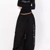 Calça Jogger com Cordão para Comércio Exterior para Mulheres, Calça Wide-Leg Azz com Strass Brilhante para Dança, Calça Masculina Tendência Estilo de Rua Dança de Jazz Americana