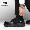 [Personalizado] Zapatos de Piel para Hombre 2024 Nuevo Estilo Británico Casual de Negocios Gama Alta Negro Bajos Redondos Sin Cordones