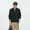 Suéter de Punto con Media Cremallera para Hombre, Tejido de Trenza, Cuello Alto, Ropa de Abrigo para Otoño e Invierno, Estilo Lujo Ligero, Casual de Negocios, Comercio Exterior, Venta al por Mayor Transfronteriza