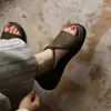 Sandalias Romanas Abiertas de Cuero Suave Estilo Francés con Suela Gruesa para Mujer, Verano Casual de Tacón Bajo con Suela Suave, Versátiles y Elegantes