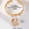 Moda Europea y Americana Transfronterizo Moderno Nuevo Conjunto de Dos Piezas de Pulsera y Anillo con Forma de Hoja Irregular Metálica para Mujer